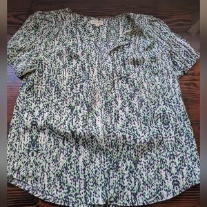 Maison Jules Green & Navy Dot Print Blouse – Size L